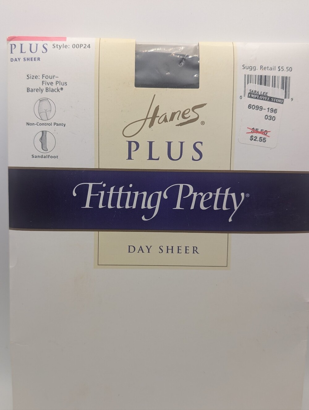 Hanes Plus Fitting Pretty Day Sheer Pantyhose Size 4-5 Plus Barely Black